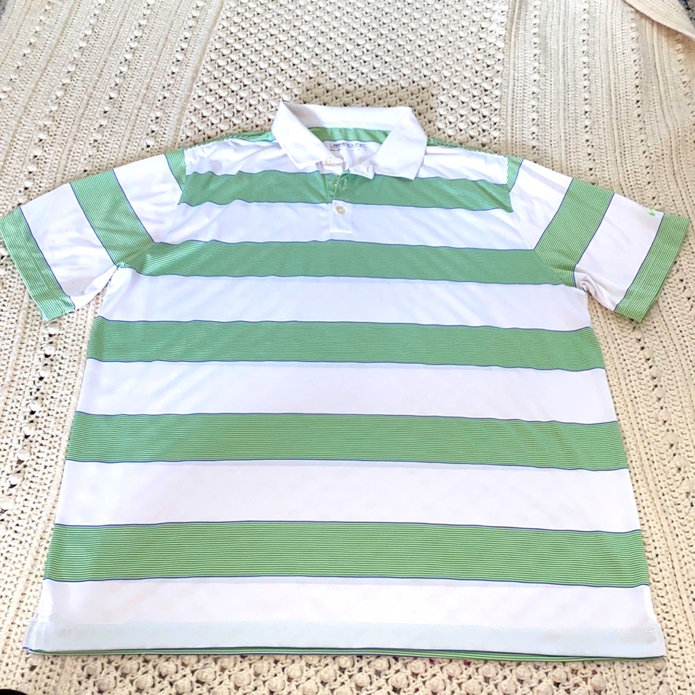 Nike Golf Men’s Dri-fit Shirt EUC Sz XXL white water green stripes